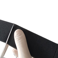 Cutting and tearing the sponge to the appropriate size